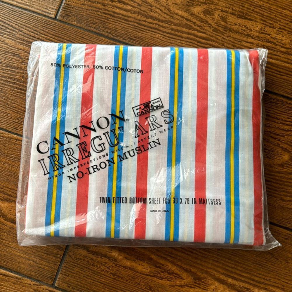Vintage NEW Cannon Stripe Fitted Sheet
